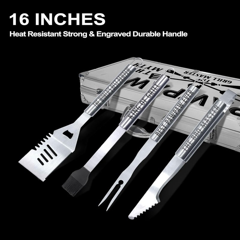 JNDJE Paw Paw Gifts, Christmas Pawpaw Gifts for Grandpa from Grandkids Heavy Duty Grilling Accessories Kit for Backyard BBQ, Thick Stainless Steel Grill Utensils with Non-Slip Handle Tool for Man - Image 2